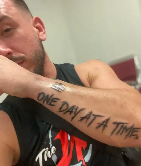One Day at a Time Sobriety Forearm Tattoo