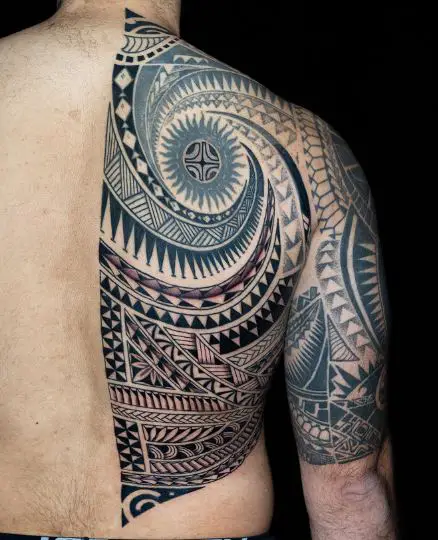 Polynesian Tribal Back Tattoo