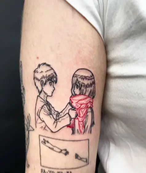 Eren Yeager and Mikasa Ackerman Biceps Tattoo