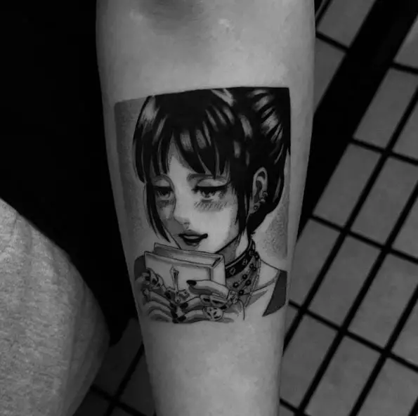 Mikasa Ackerman Holding Book Forearm Tattoo