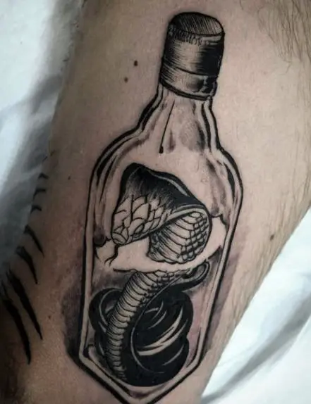 Black and Grey Bottle with Cobra Snake Tattoo
