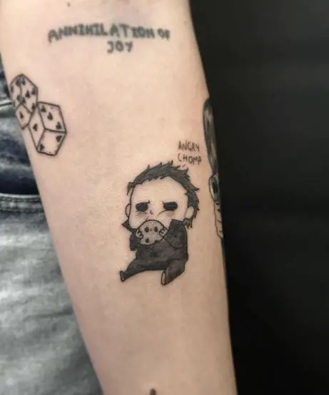 Baby Michael Myers Forearm Tattoo