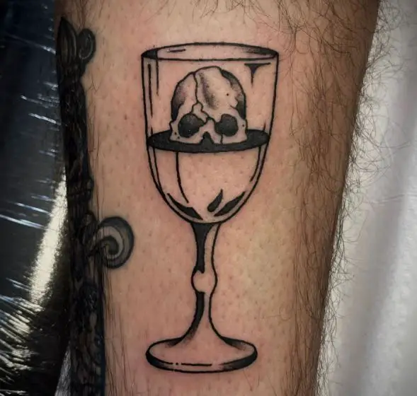 Glass with Skull Sobriety Tattoo