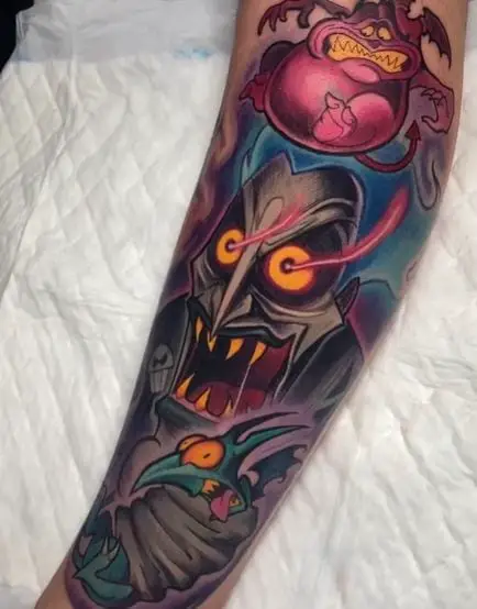 Colorful Disney Hades with Yellow Eyes Forearm Tattoo