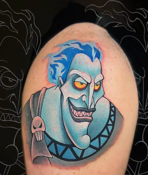 Blue Colored Disney Hades Tattoo