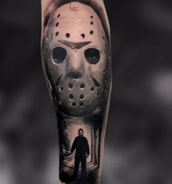 Jason Voorhees and Michael Myers Forearm Tattoo