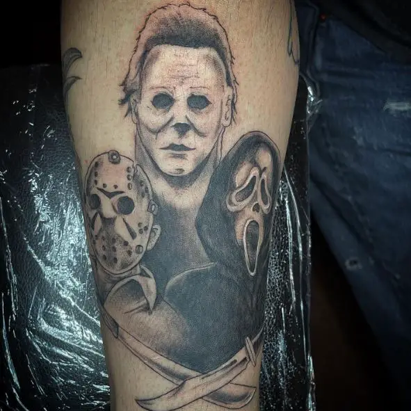 Ghost Face, Jason and Michael Myers Forearm Tattoo