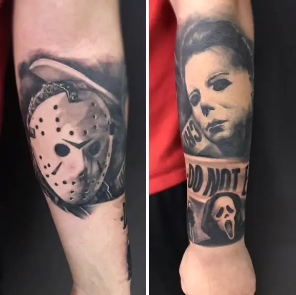Jason and Michael Myers Both Forearms Tattoos