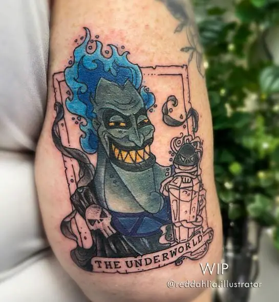 Disney Hades with Skull and Potion Arm Tattoo