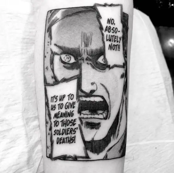 Minimalistic Manga Attack on Titan Forearm Tattoo