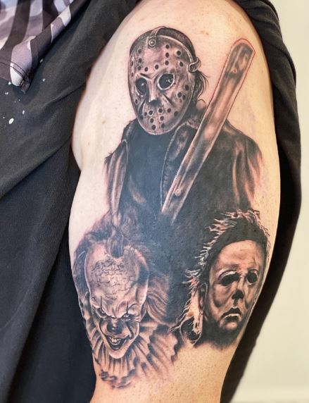 Pennywise, Jason and Michael Myers Arm Tattoo