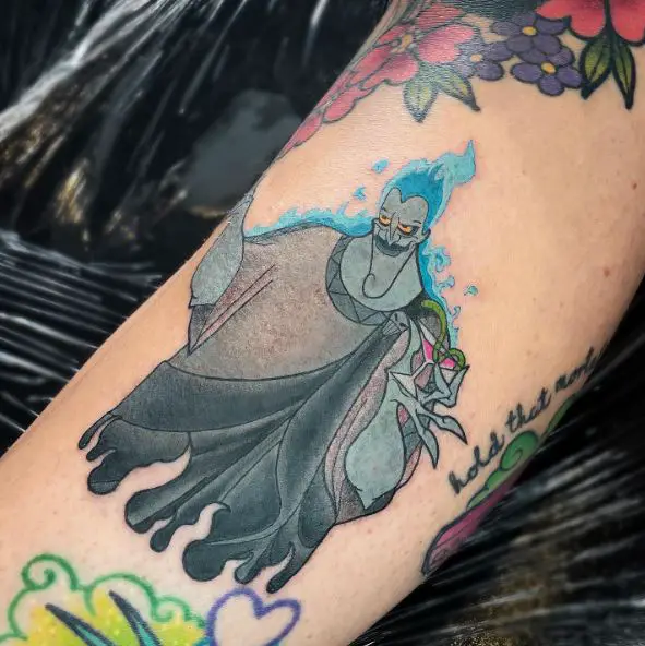 Disney Hades with Cocktail Glass Forearm Tattoo