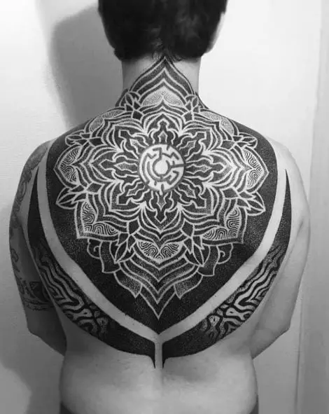 Ornamental Mandala Geometric Back Tattoo
