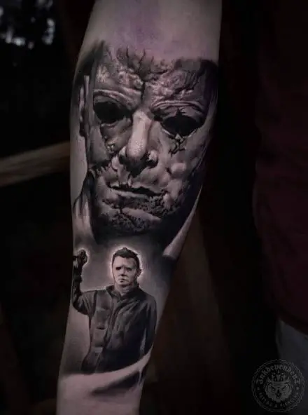 Michael Myers with Knife Forearm Tattoo