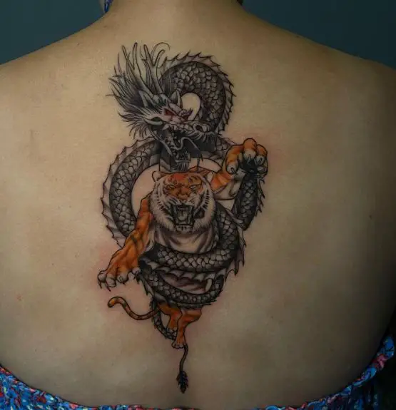 Dragon and Tiger Spine Tattoo