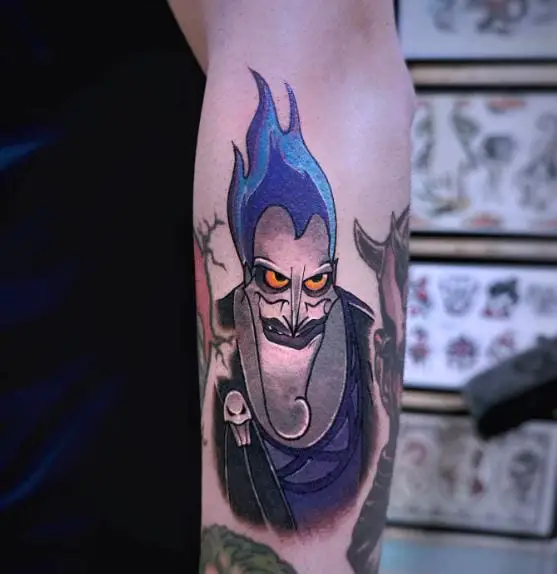 Colorful Disney Hades Forearm Tattoo
