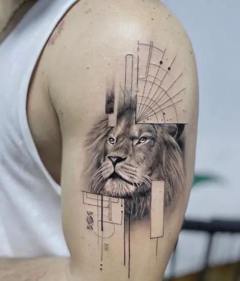 Geometric Rectangles, Angles and Lion Arm Tattoo