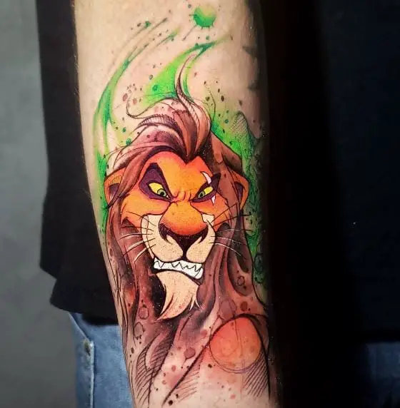 Colorful Angry Scar Forearm Tattoo