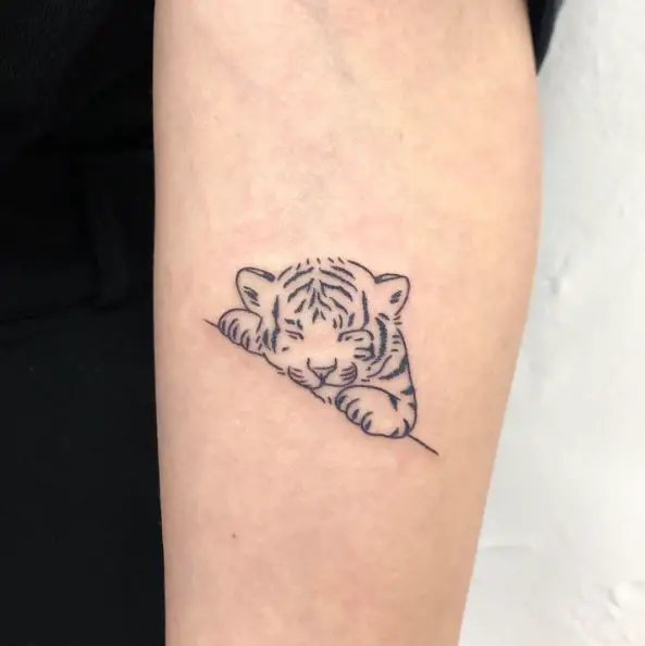 Sleeping Tiger Cub Tattoo