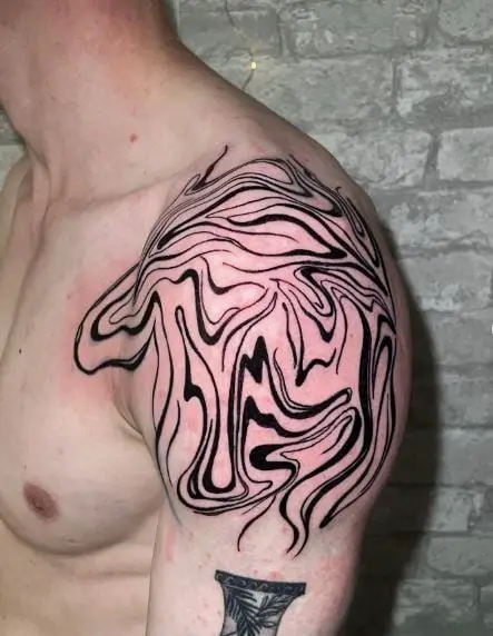 Black Swirl Abstract Shoulder Tattoo