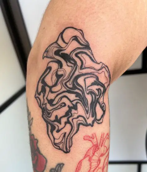 Black Swirl Abstract Elbow Tattoo