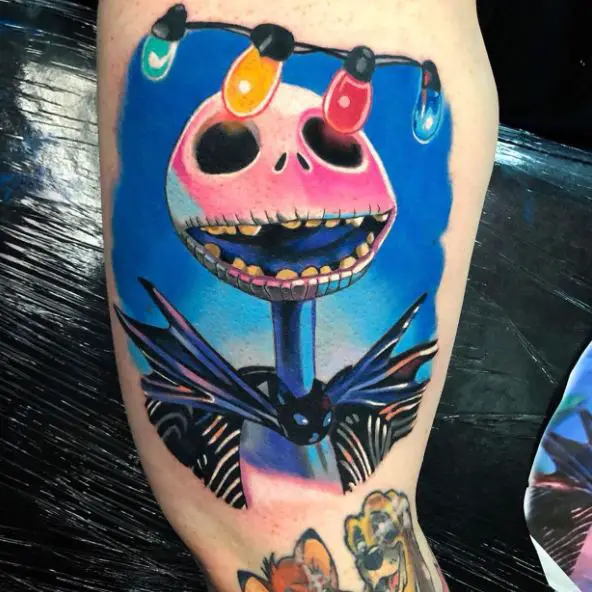 Colorful Party Lights and Jack Skellington Arm Tattoo