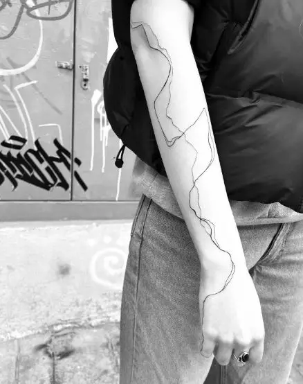 Black Freehand Abstract Forearm Tattoo