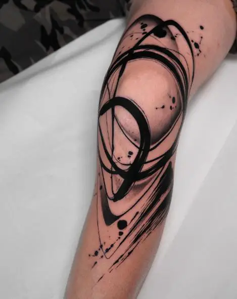 Black Brush Stroke Abstract Arm Tattoo