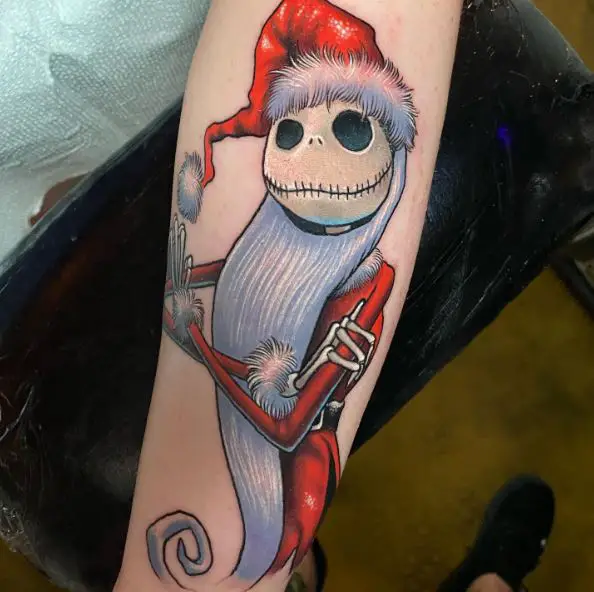 Colorful Santa Jack with Hat Forearm Tattoo