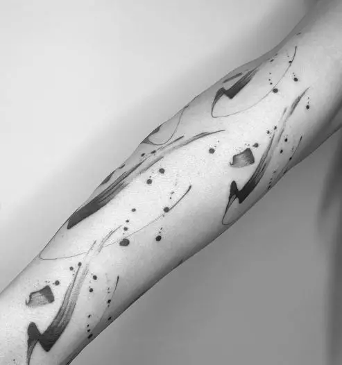 Grey Shaded Brush Stroke Abstract Forearm Tattoo