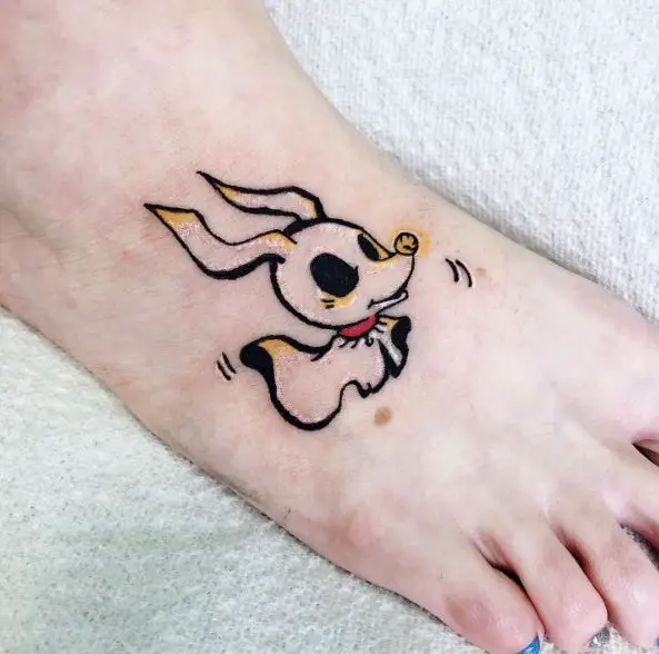 Colored Minimalistic Zero Foot Tattoo