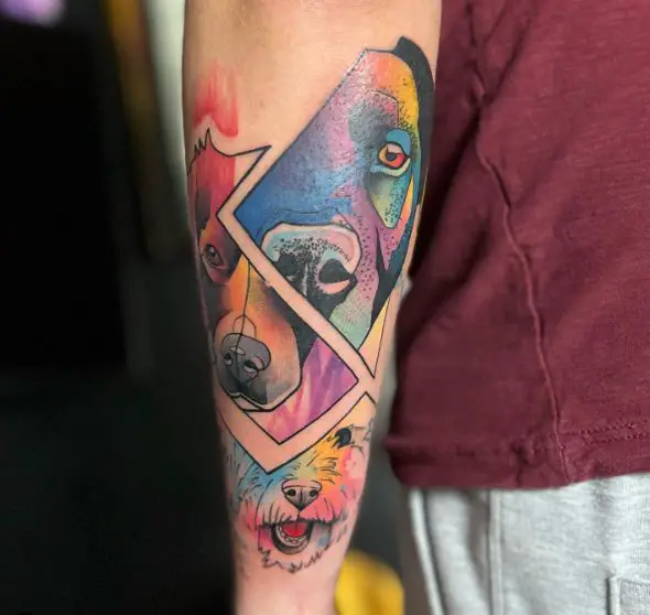 Colorful Doga Abstract Forearm Tattoo