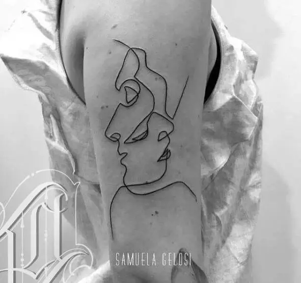 Man and Woman Portrait Abstract Arm Tattoo