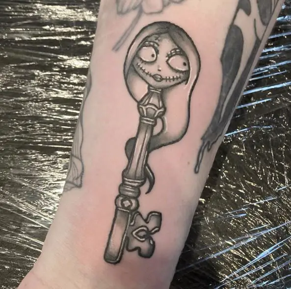 Black and Grey Sally as Key Arm Tattoo