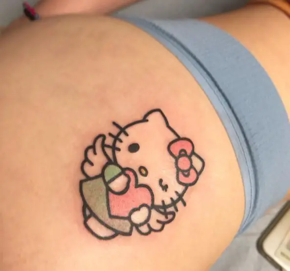 Colorful Hello Kitty with Heart But Tattoo