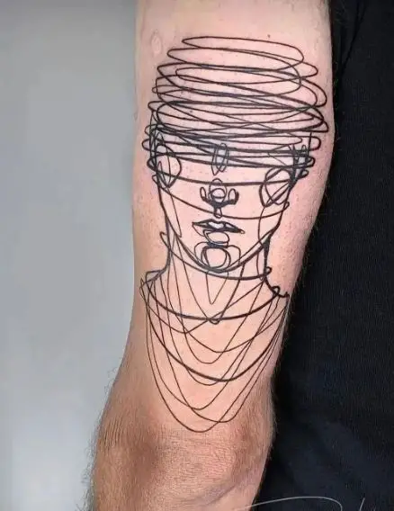 Black Portrait Abstract Arm Tattoo