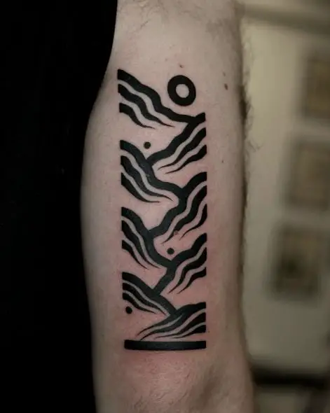 Black Landscape Abstract Arm Panel Tattoo