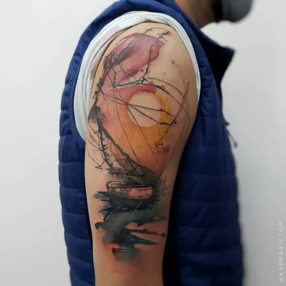 Colorful Forest Landscape Abstract Arm Tattoo