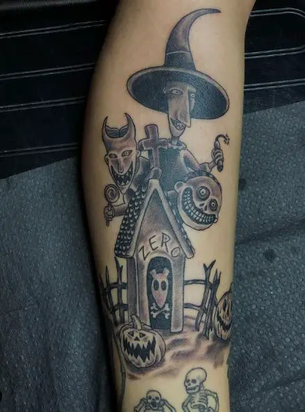 Black and Grey Zero and Lock, Shock and Barrel Forearm Tattoo