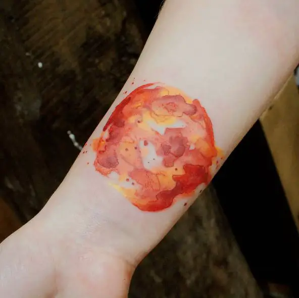 Colorful Sun Abstract Wrist Tattoo