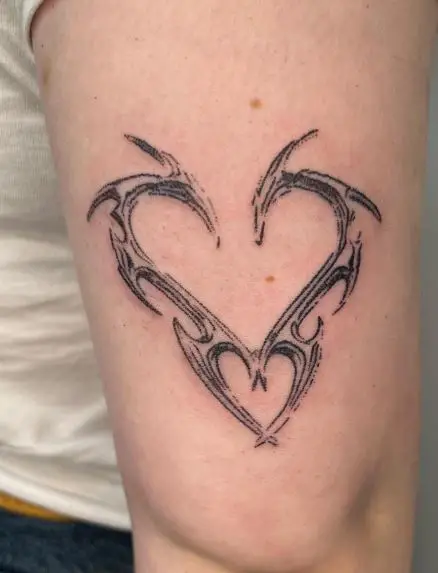 Black Heart Tribal Abstract Elbow Tattoo