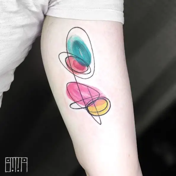 Colorful Oval Shapes Abstract Inner Biceps Tattoo