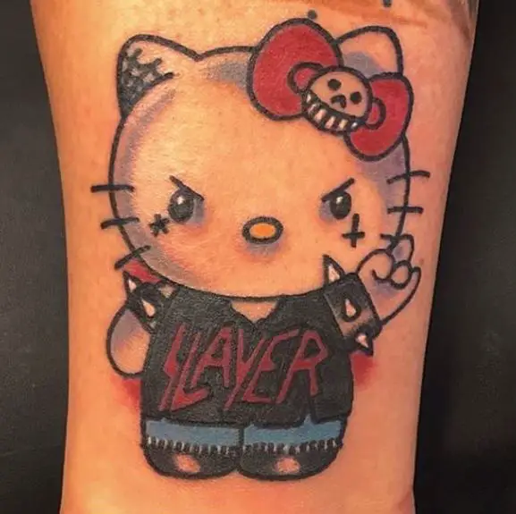 Colorful Slayer Hello Kitty Arm Tattoo