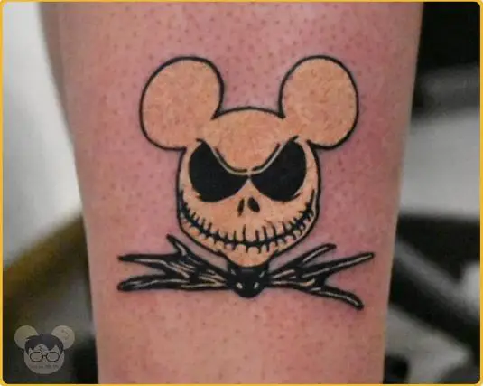 Colored Jack Skellington as Mickey Mouse Tattoo