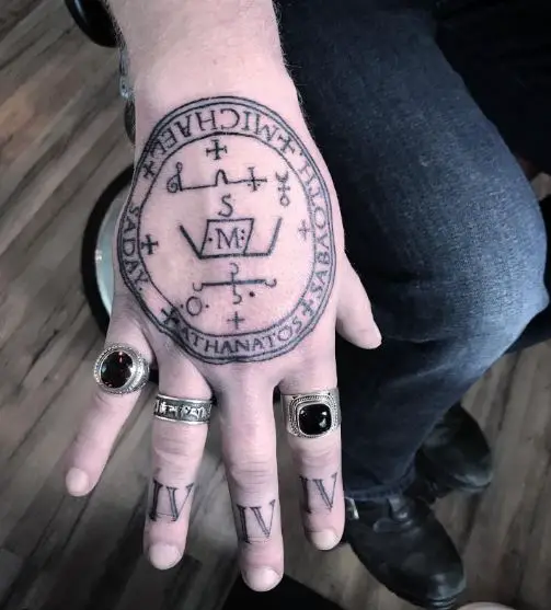 Saint Michael Sigil Hand Tattoo