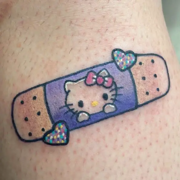 Violet Hello Kitty Band-Aid with Hearts Tattoo