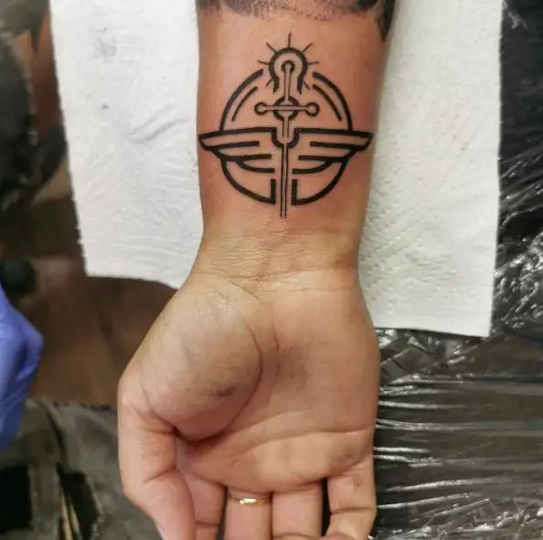Saint Michael Sigil Wrist Tattoo