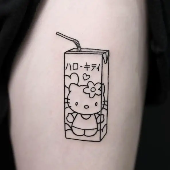 Black Juice Box Hello Kitty with Hearts Tattoo