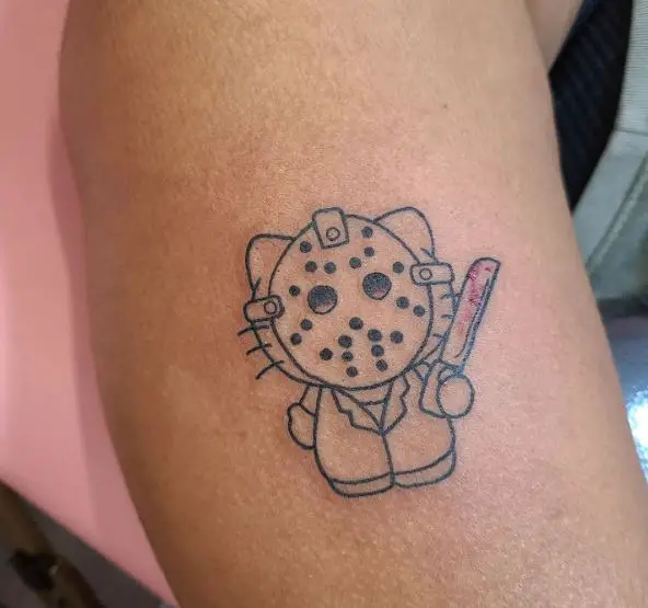 Hello Kitty as Jason Crossover Forearm Tattoo