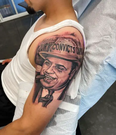 Al Capone Mafia Theme Sleeve Tattoo